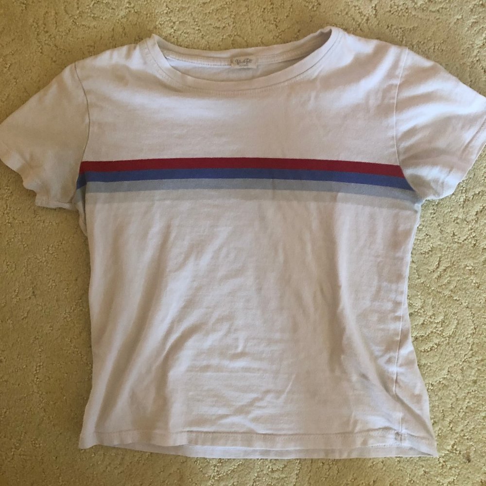 Brandy Melville white w stripes top